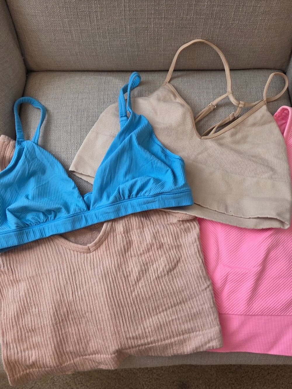 Anthropologie Urban Outfitters Pink Target Bralette Tank Lot Size S Nude Stretch